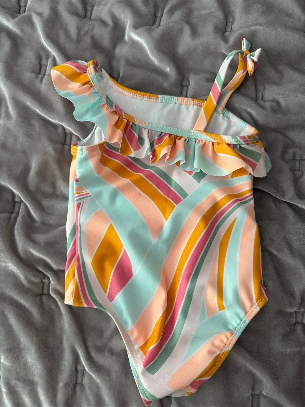 wonder nation Kids One-Piece Swimsuit in Mint, Pink, Peach & Mustard
